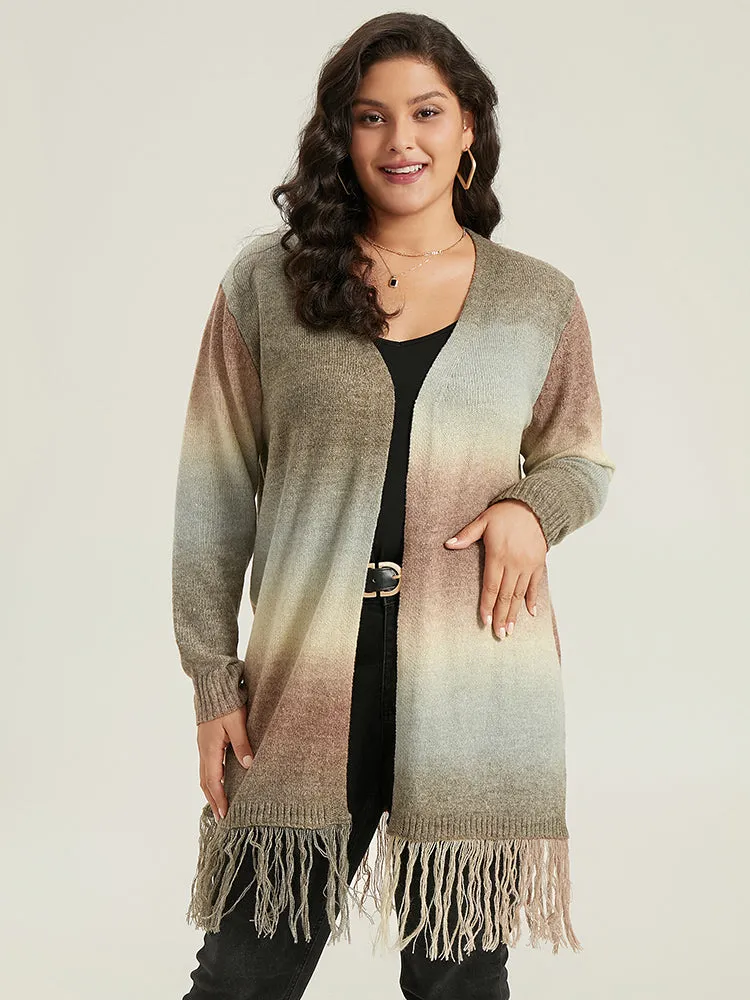 Ombre Fringe Trim Open Front Cardigan sold by Bloomchic product image thumbnail 3