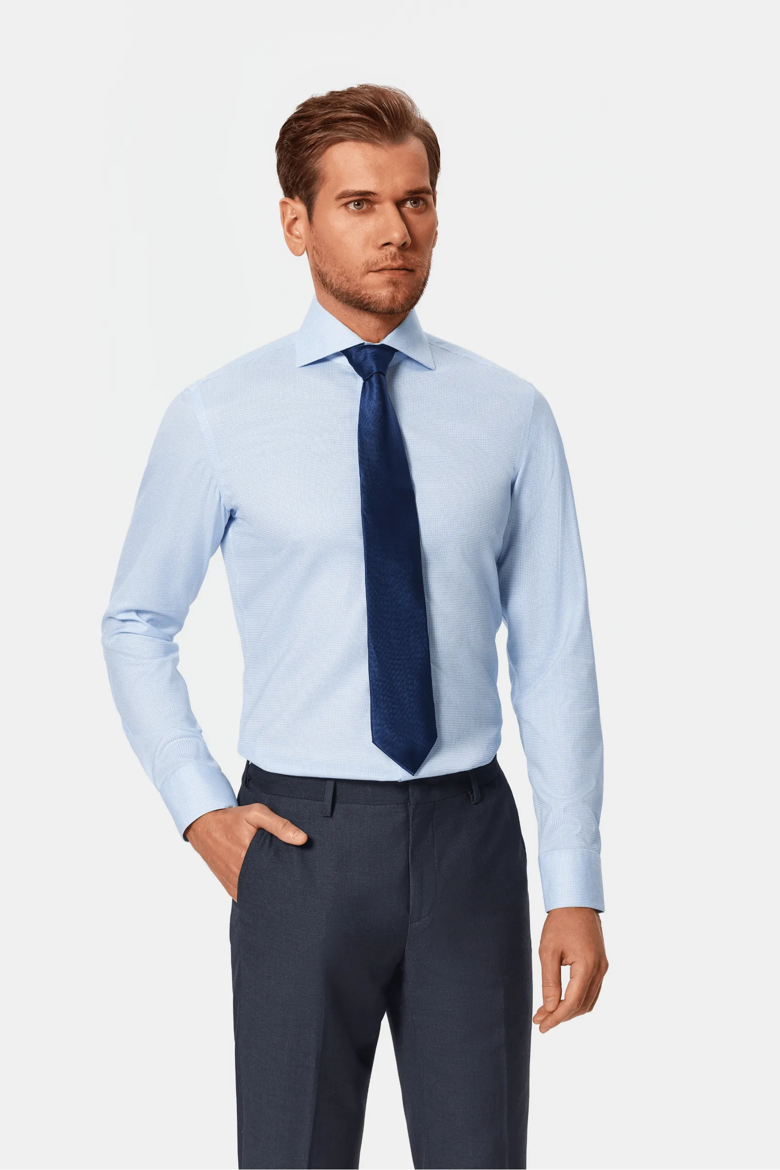 Bateman Blue Weave Lucious Non-Iron Shirt sold by OTAA product image thumbnail 4