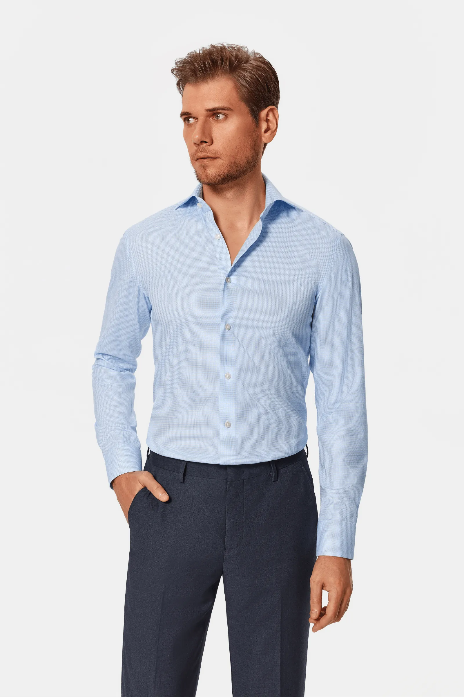Bateman Blue Weave Lucious Non-Iron Shirt sold by OTAA product image thumbnail 2