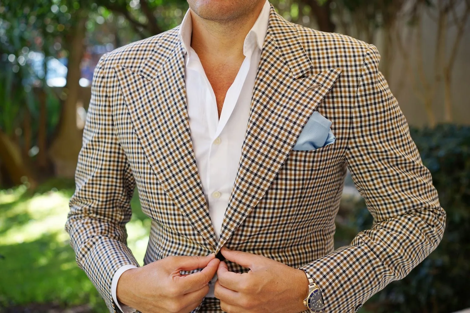 Capri Blue Twill Pocket Square sold by OTAA product image thumbnail 3