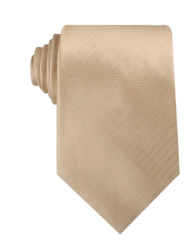 Champagne Gold Herringbone Chevron Necktie made by OTAA