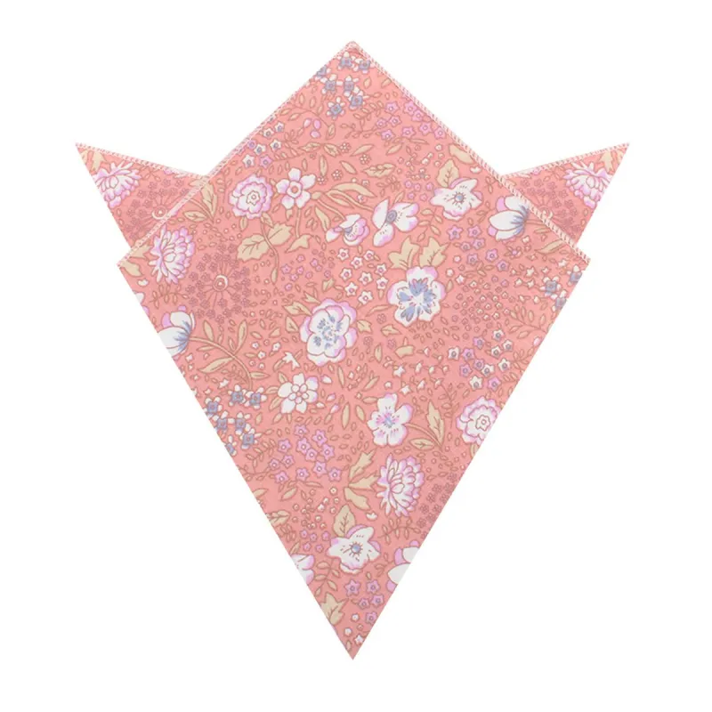 Sunset Pink Floral Pocket Square made by OTAA