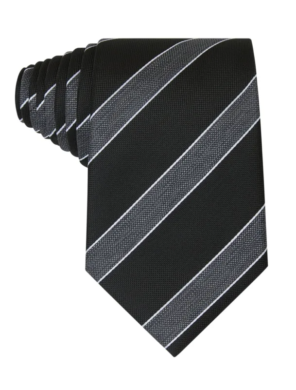 Windsor Charcoal Silver Stripe Tie made by OTAA