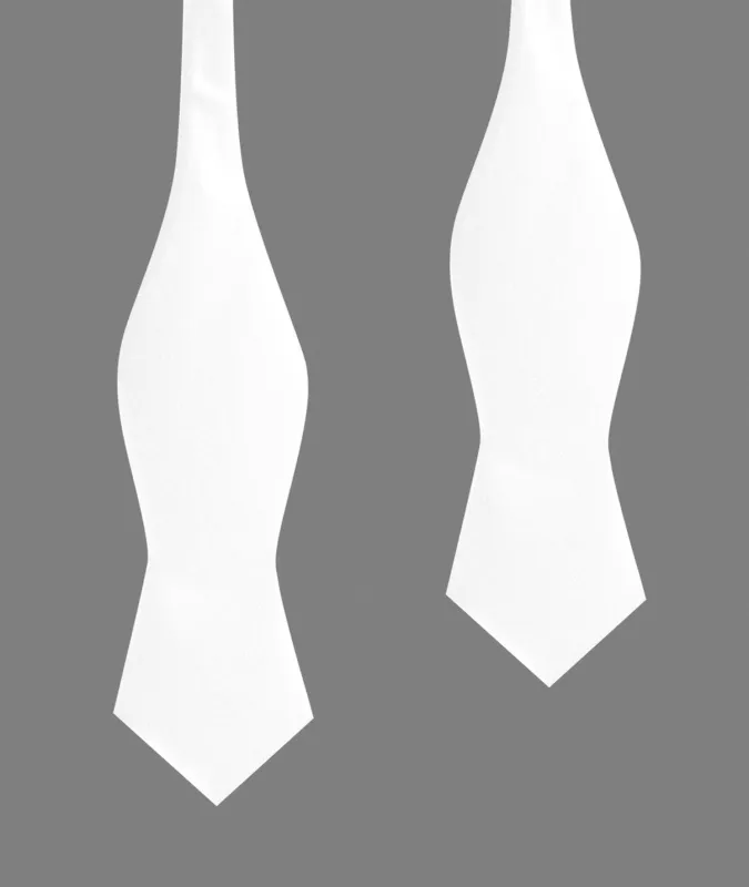 White Satin Self Tie Diamond Tip Bow Tie made by OTAA