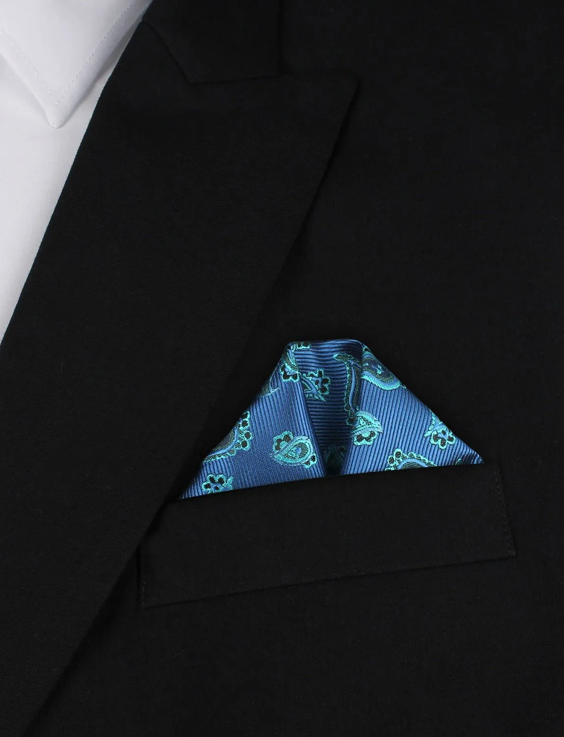 Paisley Sea Blue Pocket Square sold by OTAA product image thumbnail 4