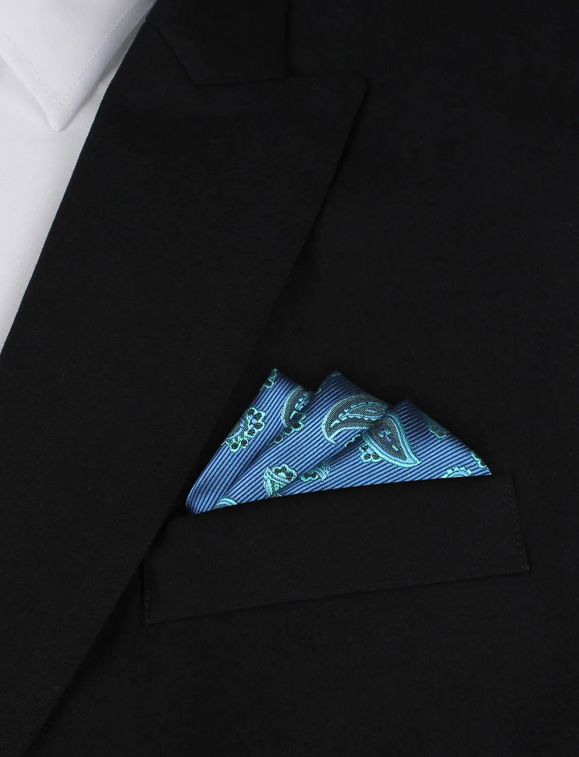 Paisley Sea Blue Pocket Square sold by OTAA product image thumbnail 3