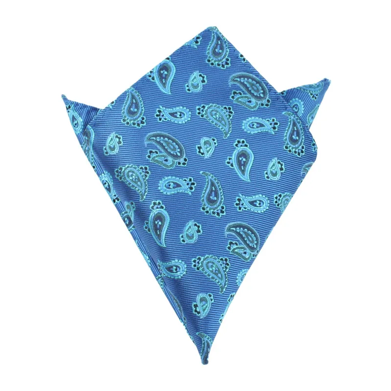 Paisley Sea Blue Pocket Square made by OTAA