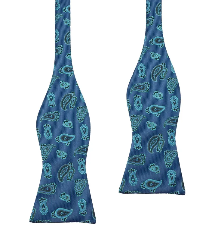 Paisley Sea Blue Bow Tie Untied made by OTAA