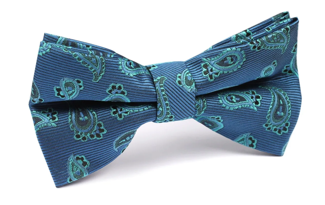 Paisley Sea Blue Bow Tie made by OTAA