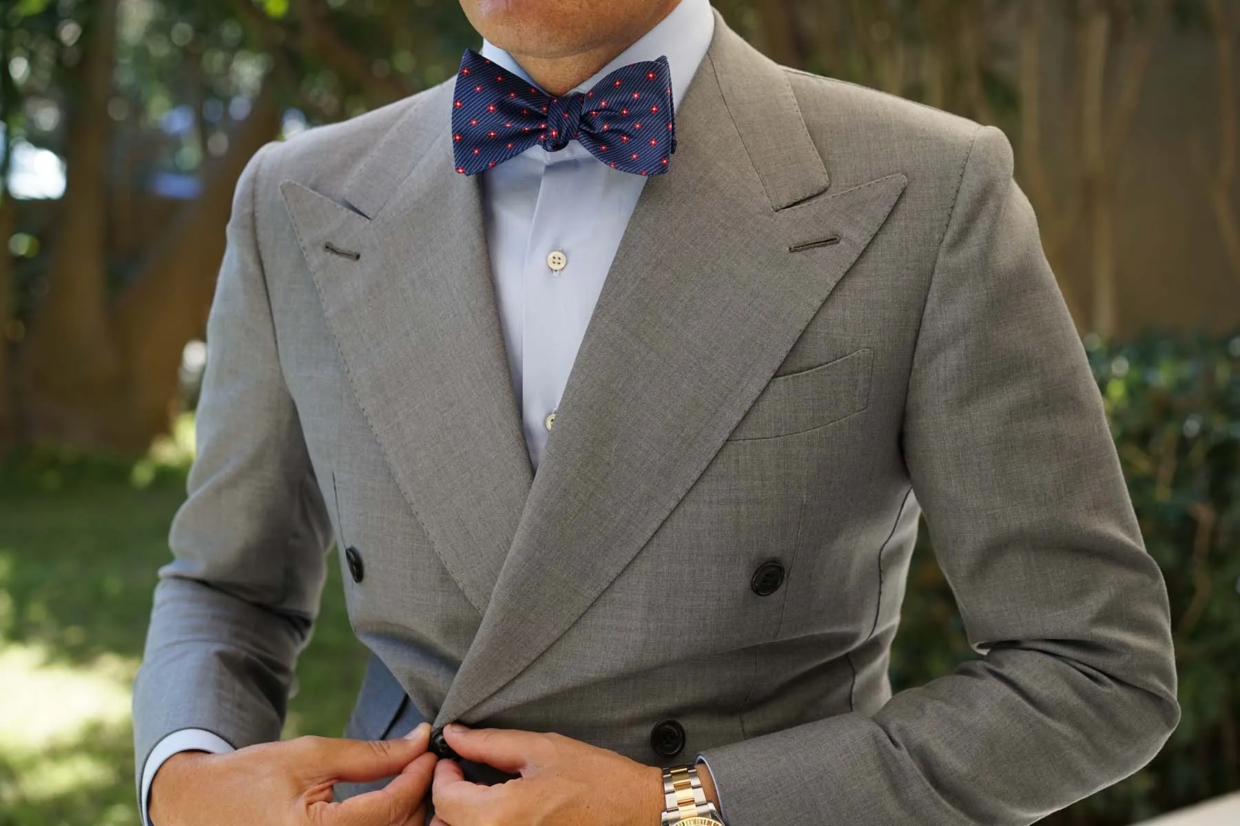 Navy Blue with Red Pattern - Bow Tie (Untied) sold by OTAA product image thumbnail 3