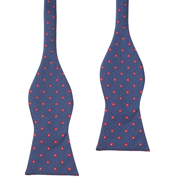 Navy Blue with Red Pattern - Bow Tie (Untied) made by OTAA