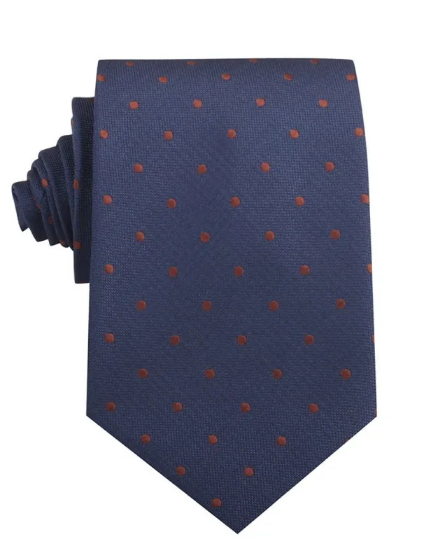 Navy Blue with Brown Polka Dots Necktie made by OTAA