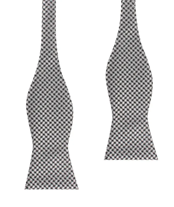 Black & Silver Houndstooth Pattern Self Tie Bow Tie made by OTAA