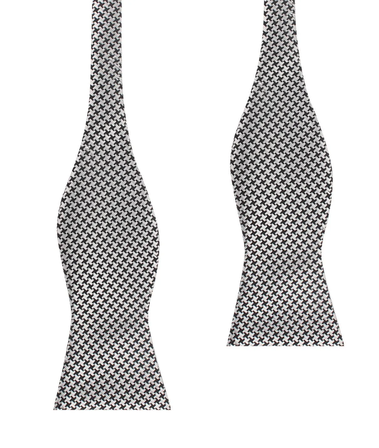 Black & Silver Houndstooth Pattern Self Tie Bow Tie sold by OTAA