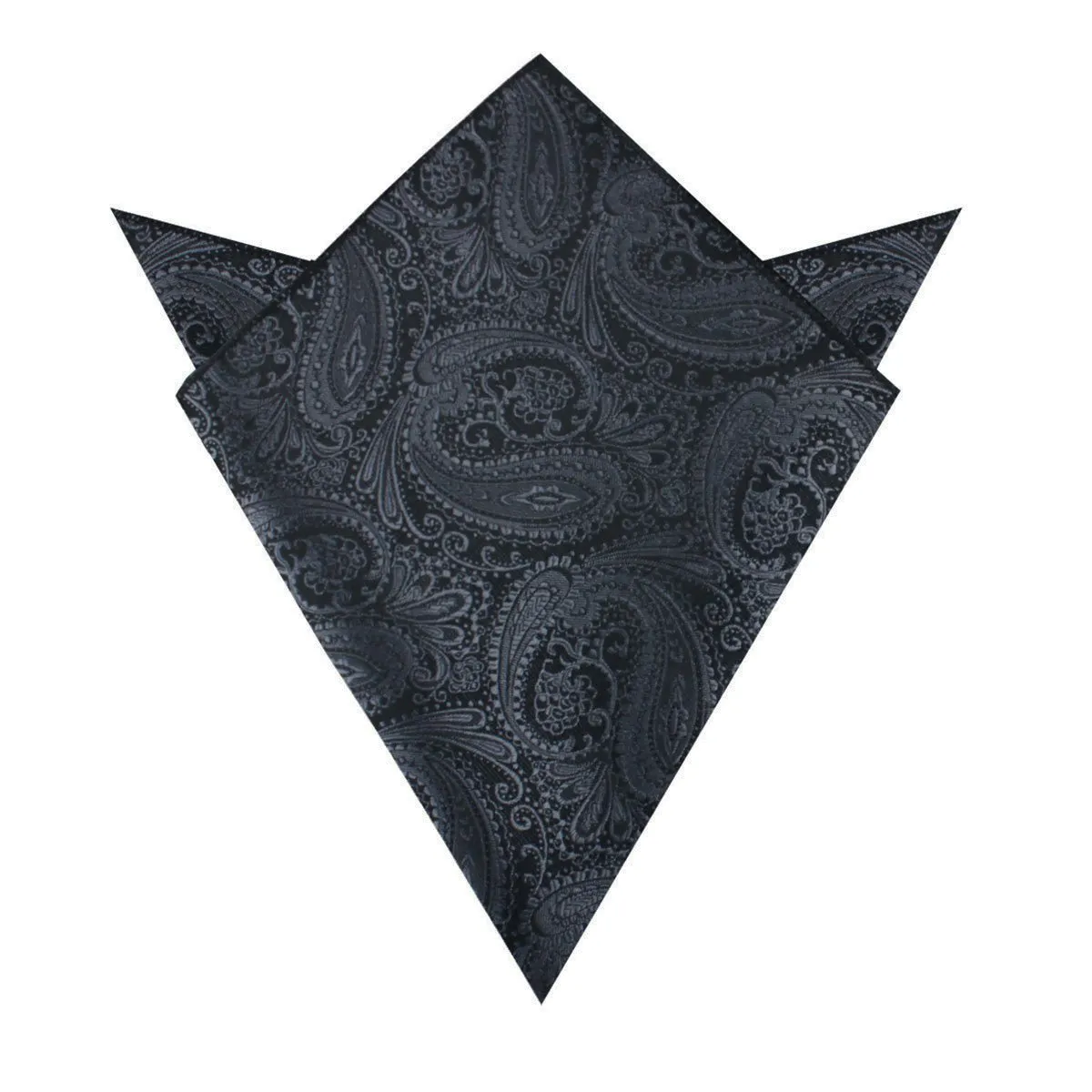Charcoal Grey Paisley Pocket Square sold by OTAA