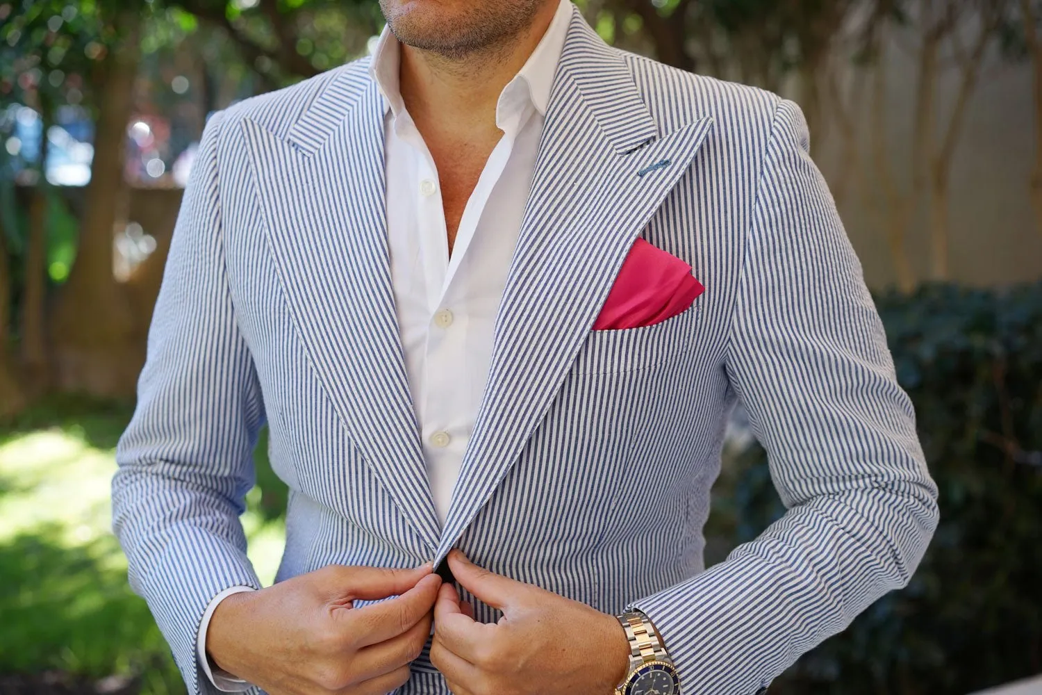 Magenta Pink Satin Pocket Square sold by OTAA product image thumbnail 3