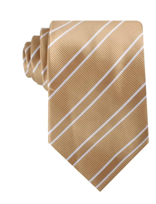 Champagne Gold Double Stripe Necktie made by OTAA