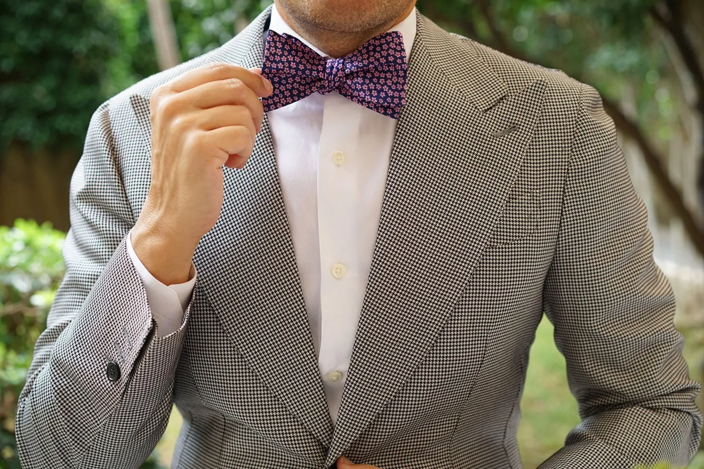 Pink Plum Blossom Floral Self Bow Tie sold by OTAA product image thumbnail 4