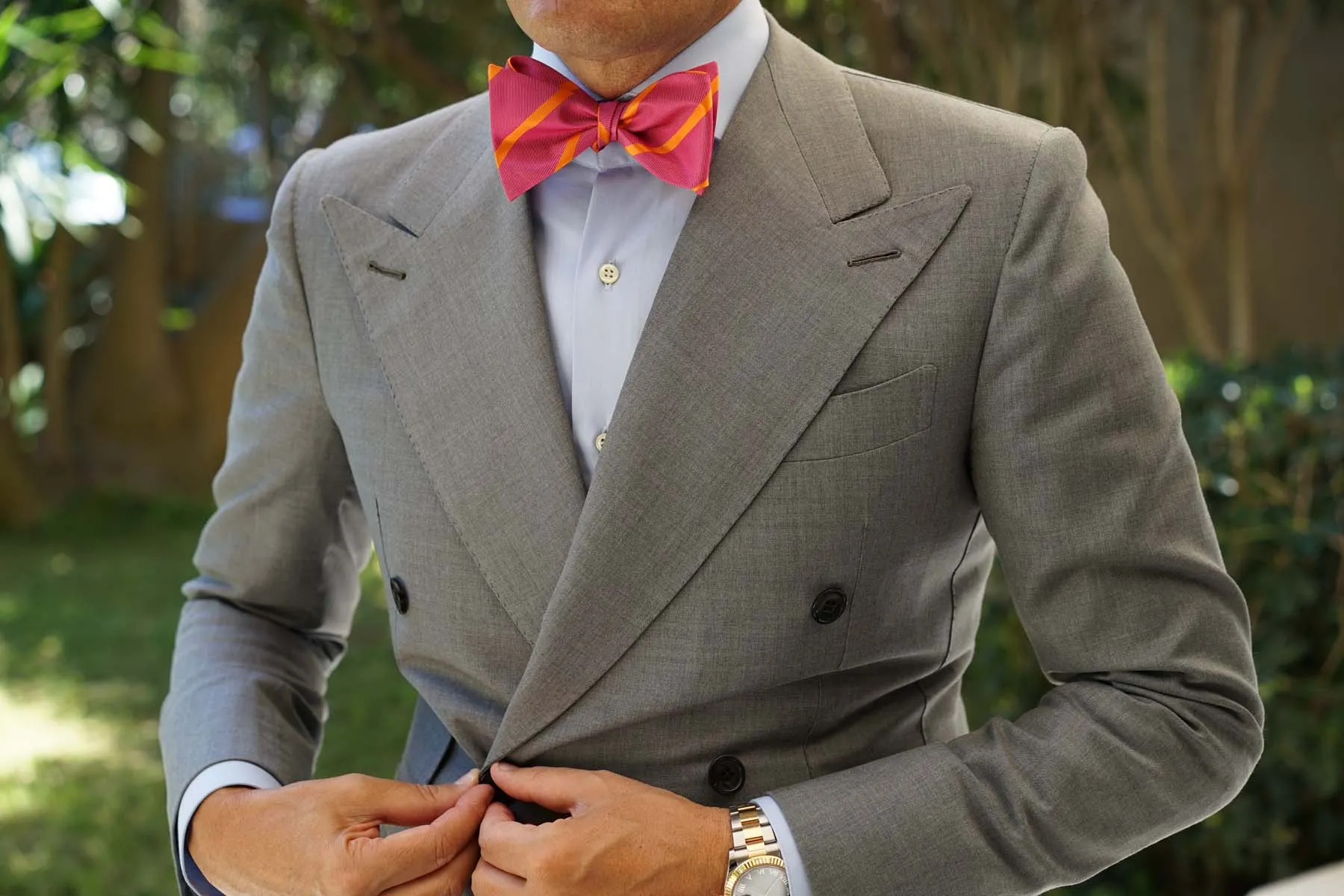 Hot Pink with Orange Diagonal - Bow Tie (Untied) sold by OTAA product image thumbnail 4