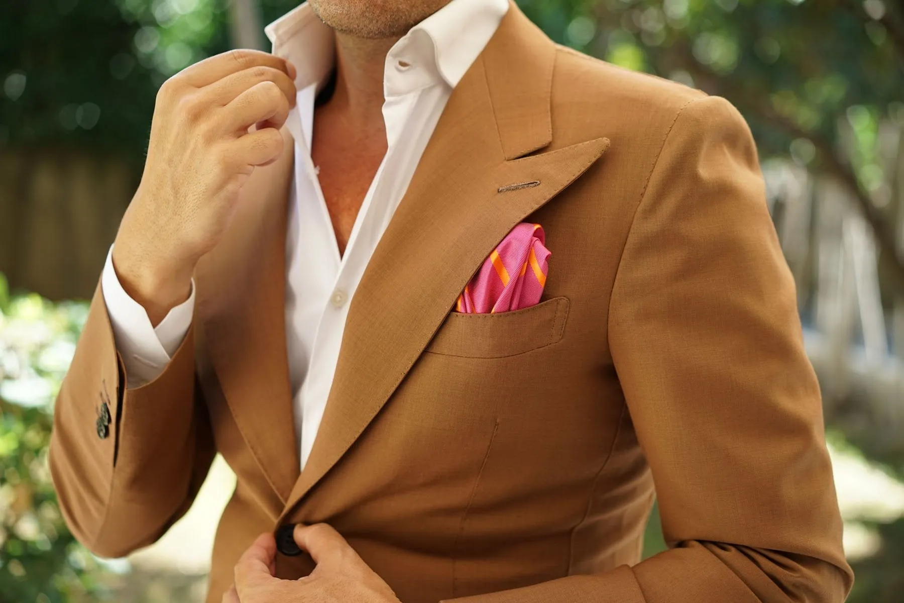 Hot Pink with Orange Diagonal Pocket Square sold by OTAA product image thumbnail 5