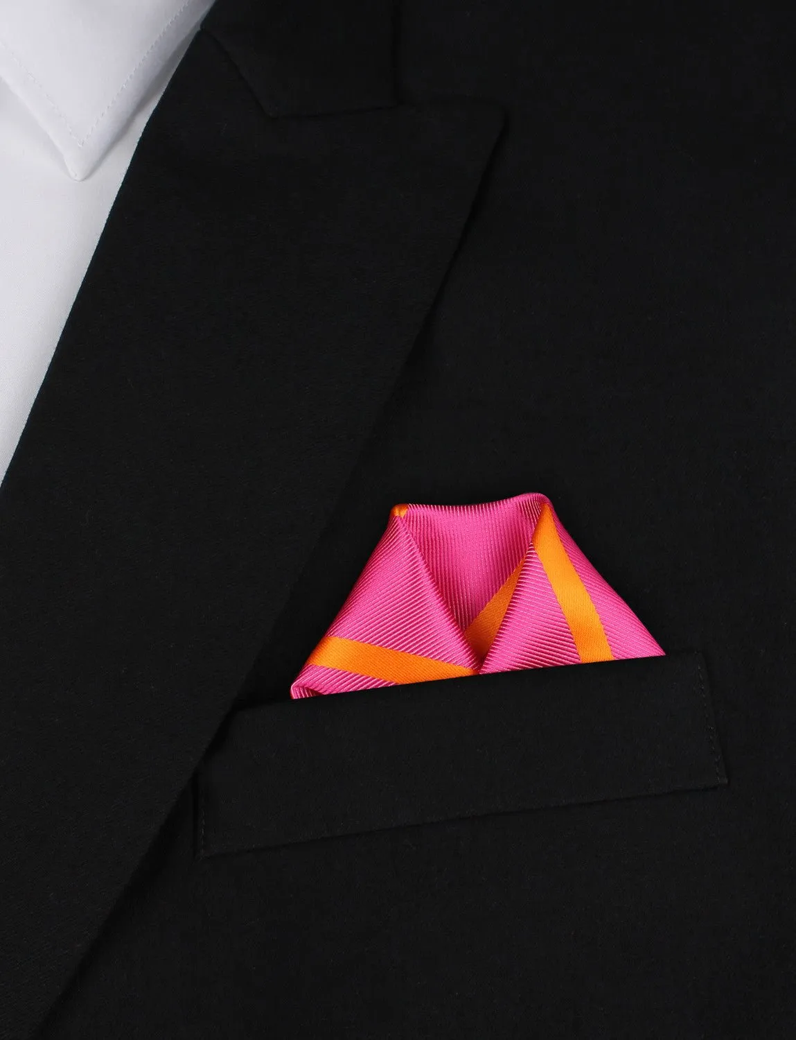 Hot Pink with Orange Diagonal Pocket Square sold by OTAA product image thumbnail 4