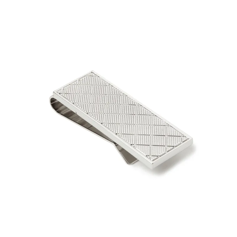 Silver Diamond Grid Executive Money Clip made by OTAA