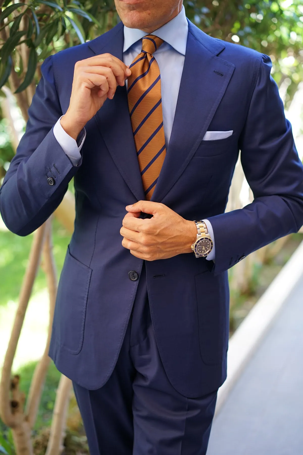 Golden Brown Pencil Stripe Tie sold by OTAA product image thumbnail 5