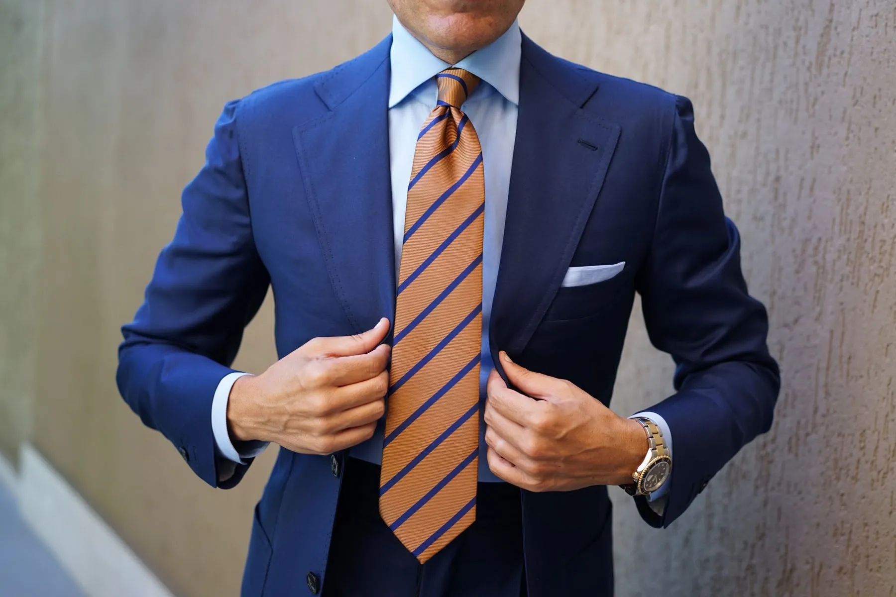 Golden Brown Pencil Stripe Tie sold by OTAA product image thumbnail 4