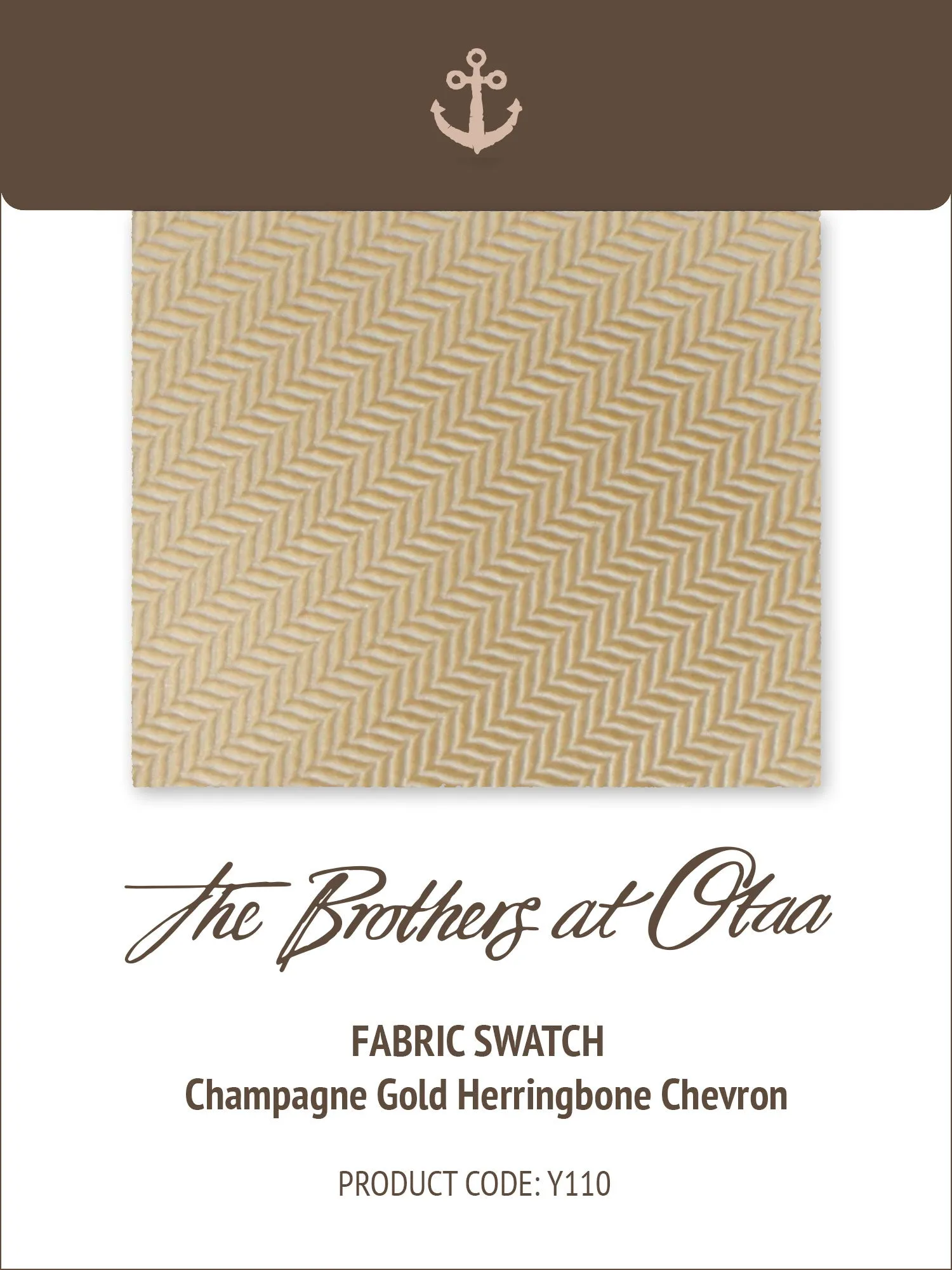 Fabric Swatch (Y110) - Champagne Gold Herringbone Chevron sold by OTAA