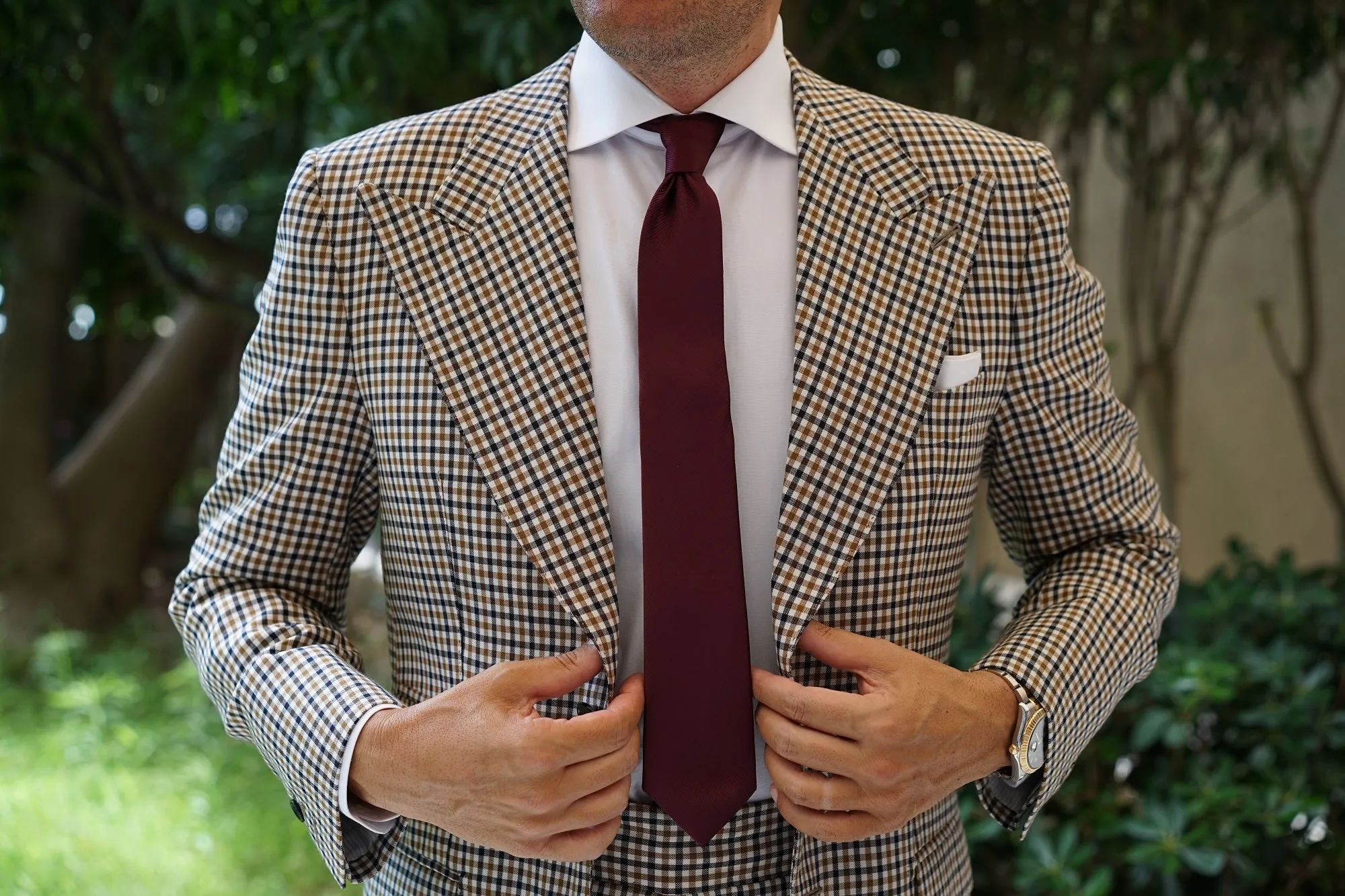 Dark Merlot Wine Twill Skinny Tie sold by OTAA product image thumbnail 4