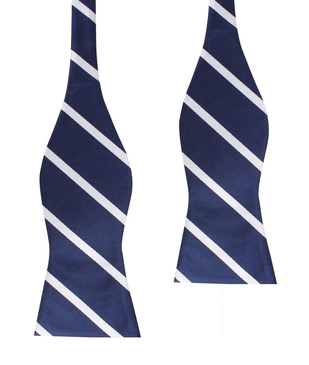 Navy Blue Pencil Stripe Self Bow Tie sold by OTAA