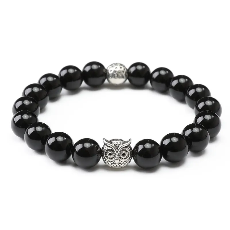 Black Onyx Hedwig Owl Bracelet made by OTAA