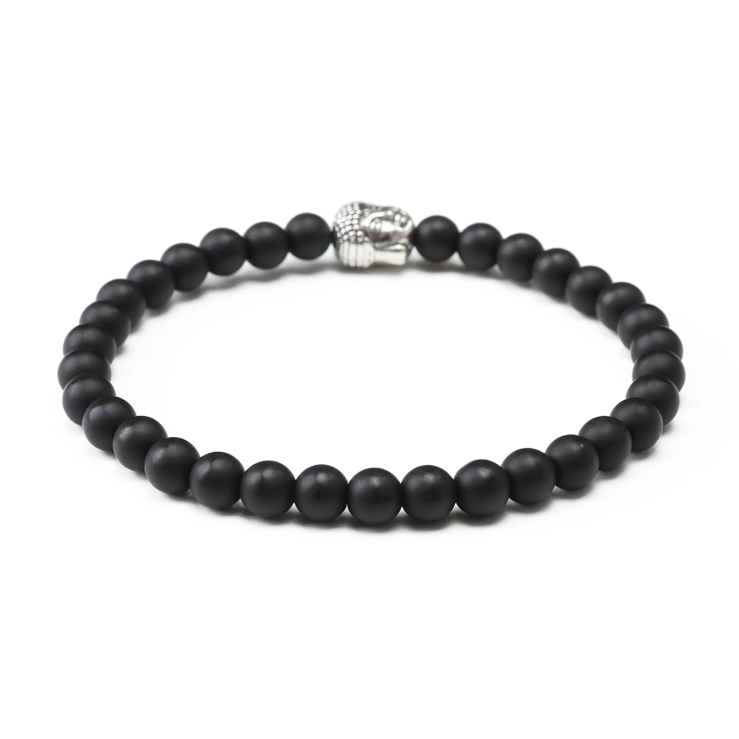 Onyx Matte Stones with Mini Silver Buddha Bracelet sold by OTAA product image thumbnail 2