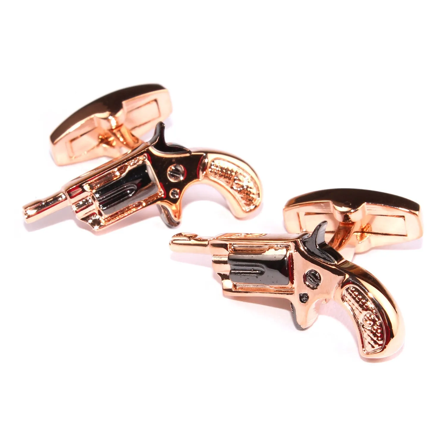 Rose Gold Revolver Gun Cufflinks sold by OTAA
