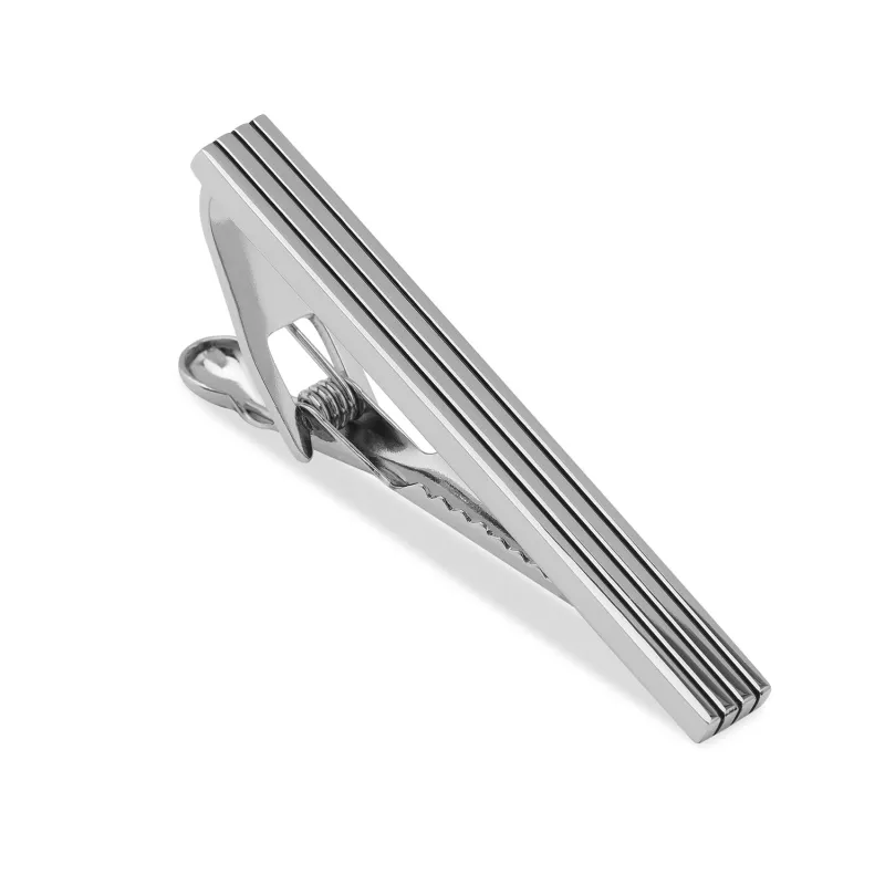 Logan Silver and Black Tie Bar made by OTAA