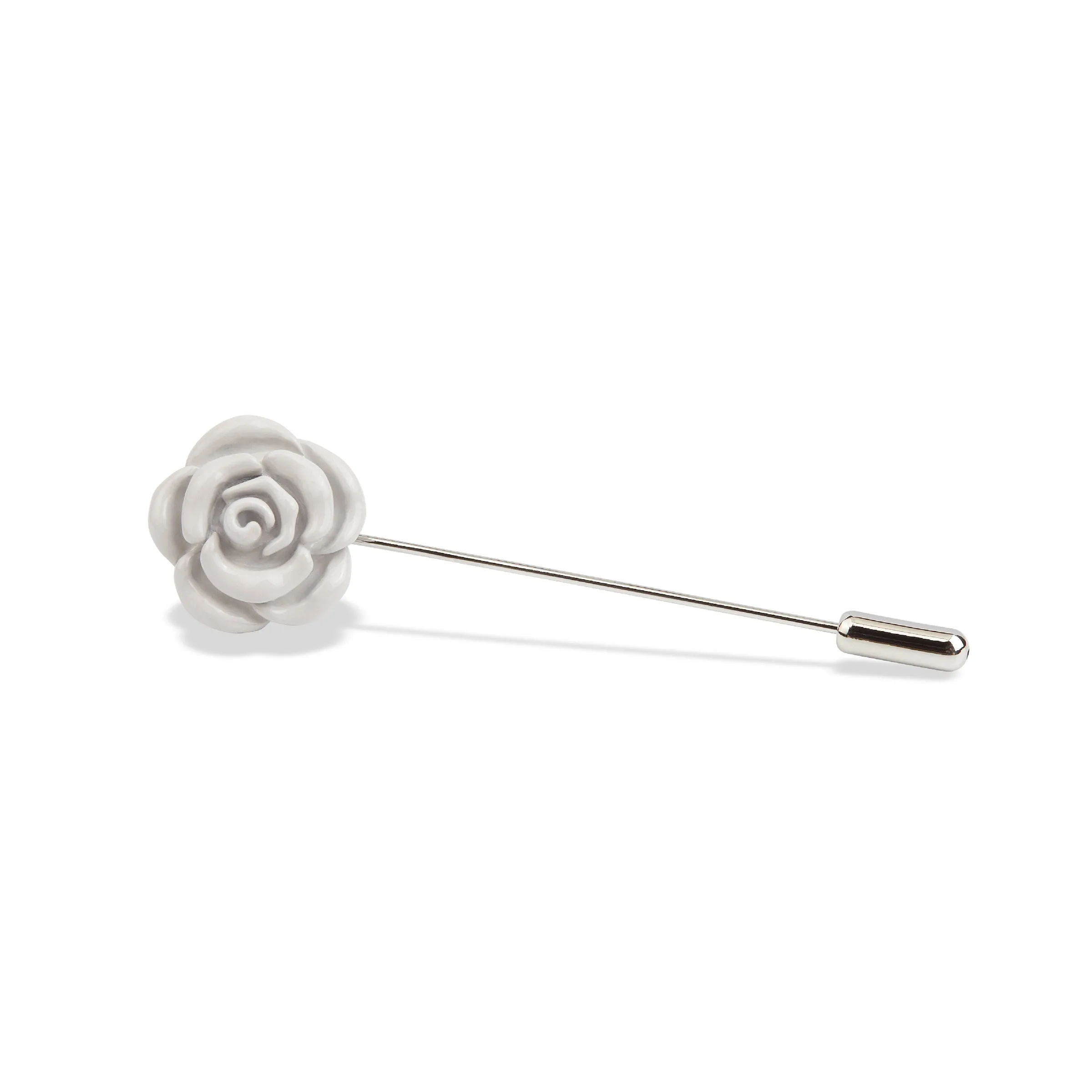 Light Grey Rose Metal Lapel Pin sold by OTAA