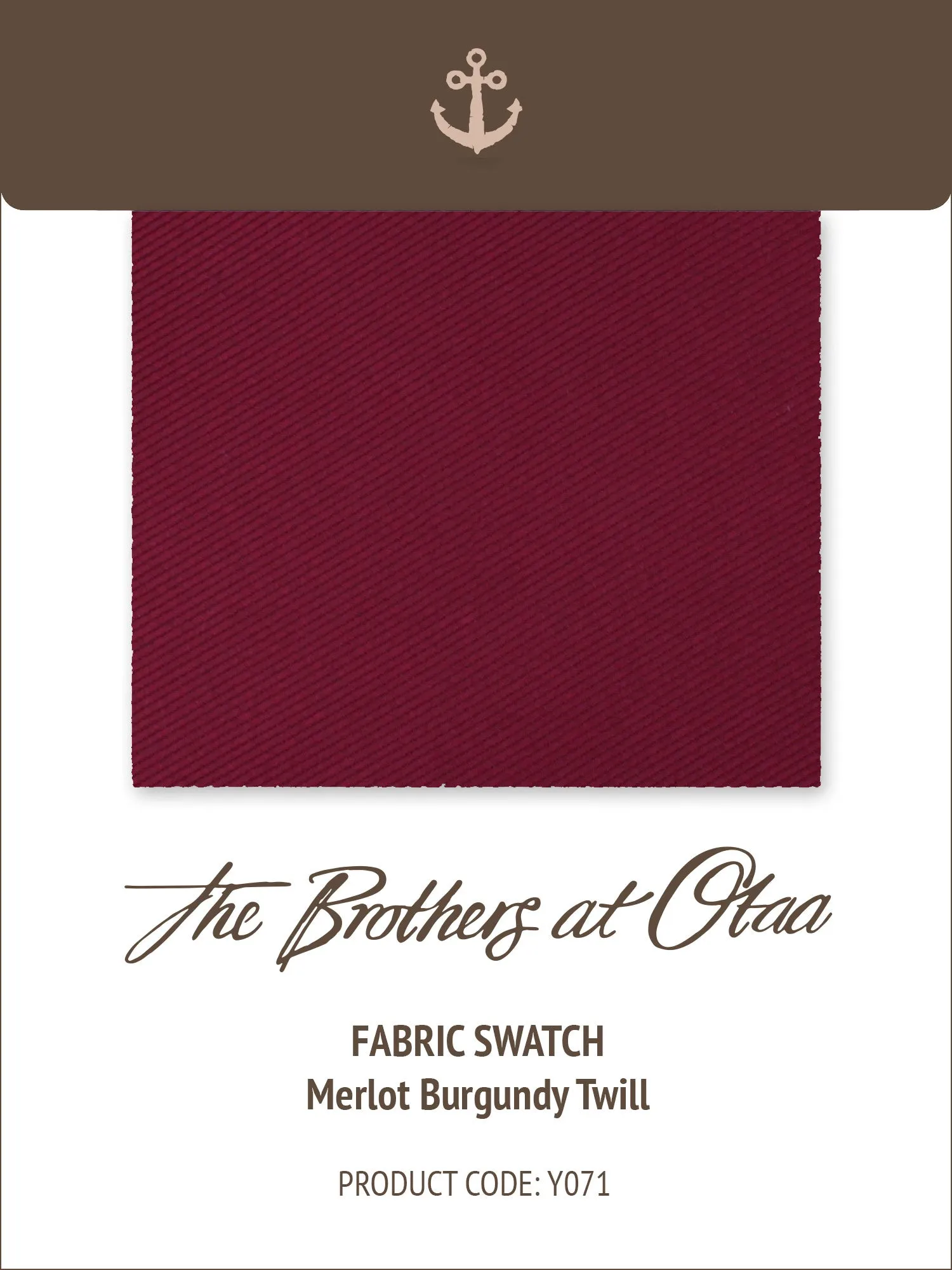 Fabric Swatch (Y071) - Merlot Burgundy Twill sold by OTAA