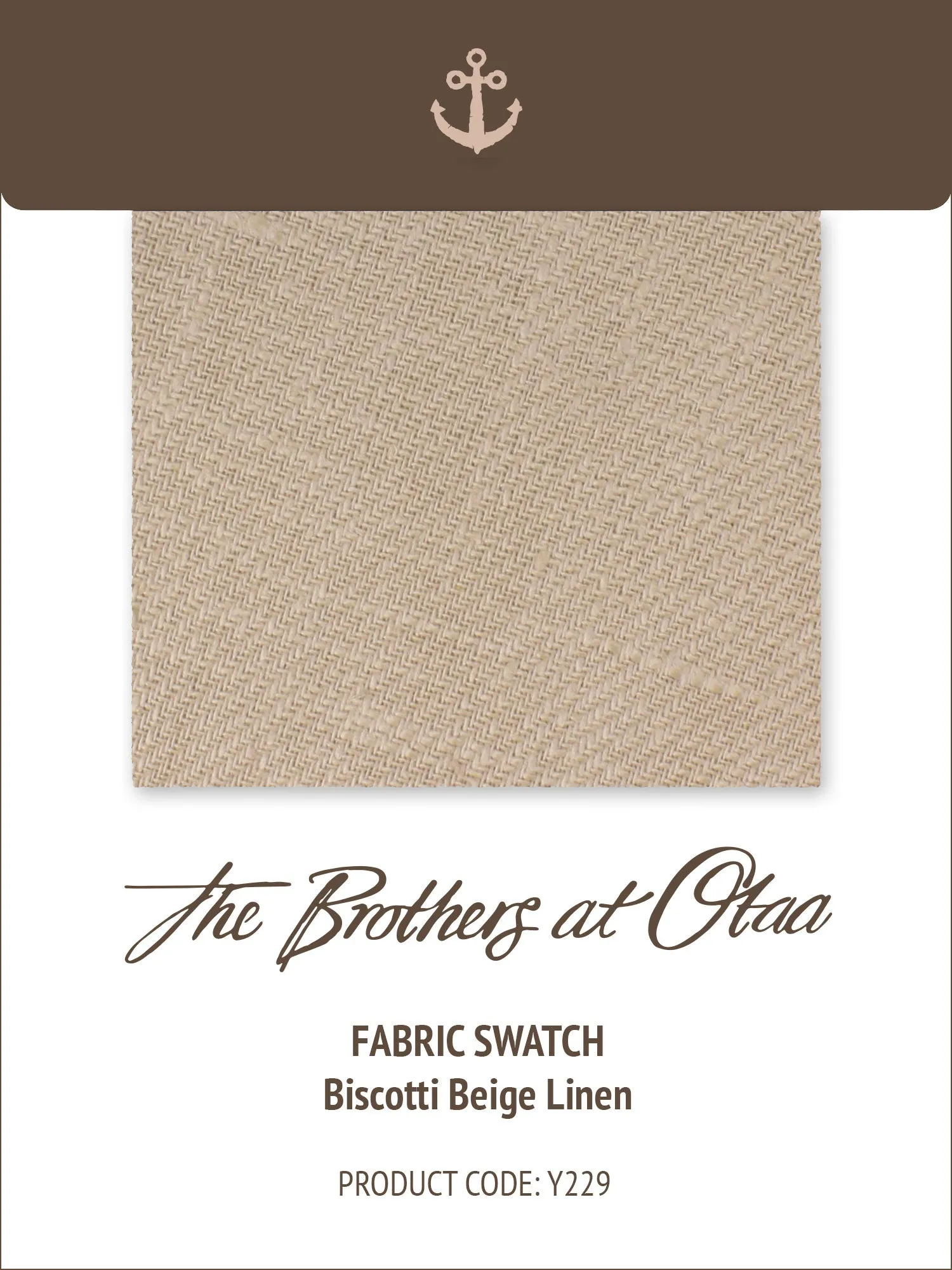 Fabric Swatch (Y229) - Biscotti Beige Linen sold by OTAA