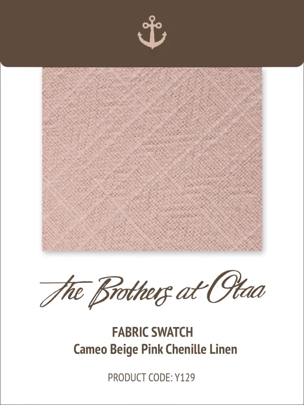 Fabric Swatch (Y129) - Cameo Beige Pink Chenille Linen made by OTAA
