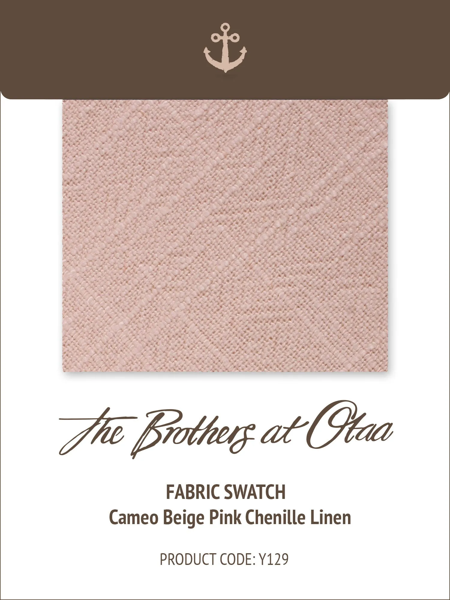 Fabric Swatch (Y129) - Cameo Beige Pink Chenille Linen sold by OTAA
