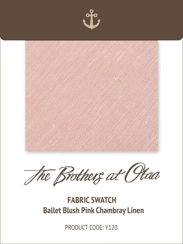 Fabric Swatch (Y120) - Ballet Blush Pink Chambray Linen made by OTAA