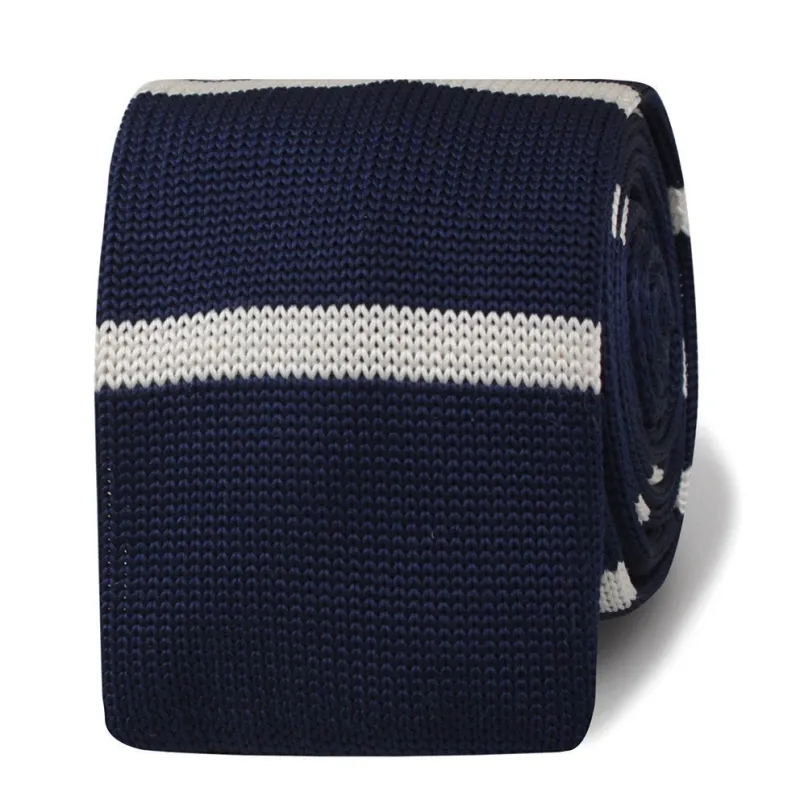 Winston Wolfe Navy Blue Striped Knitted Tie made by OTAA