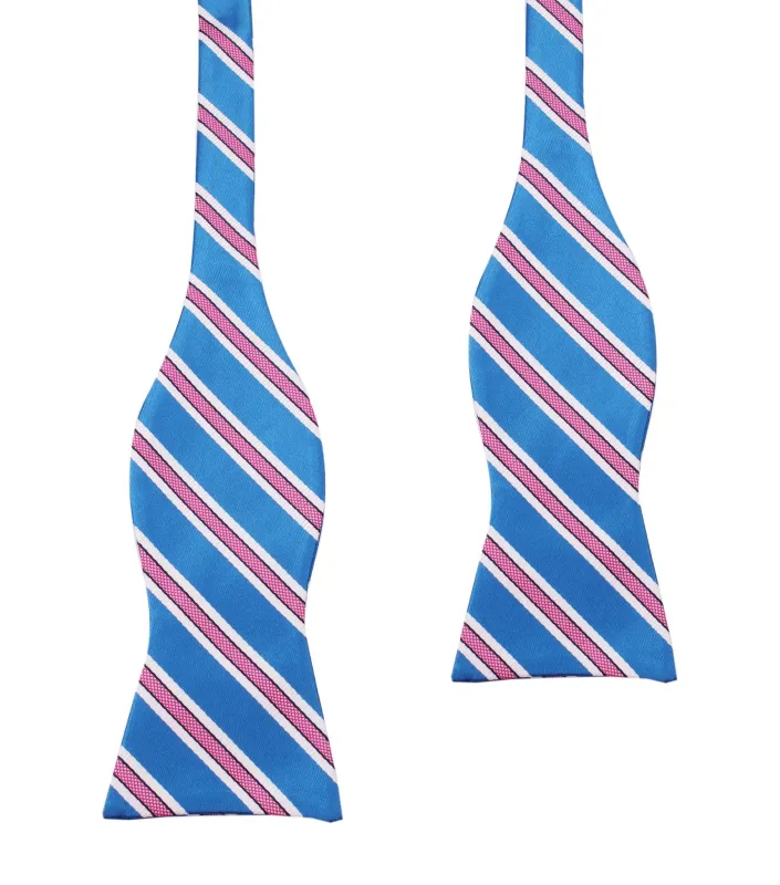 Light Blue Bow Tie Untied with Pink Stripes made by OTAA