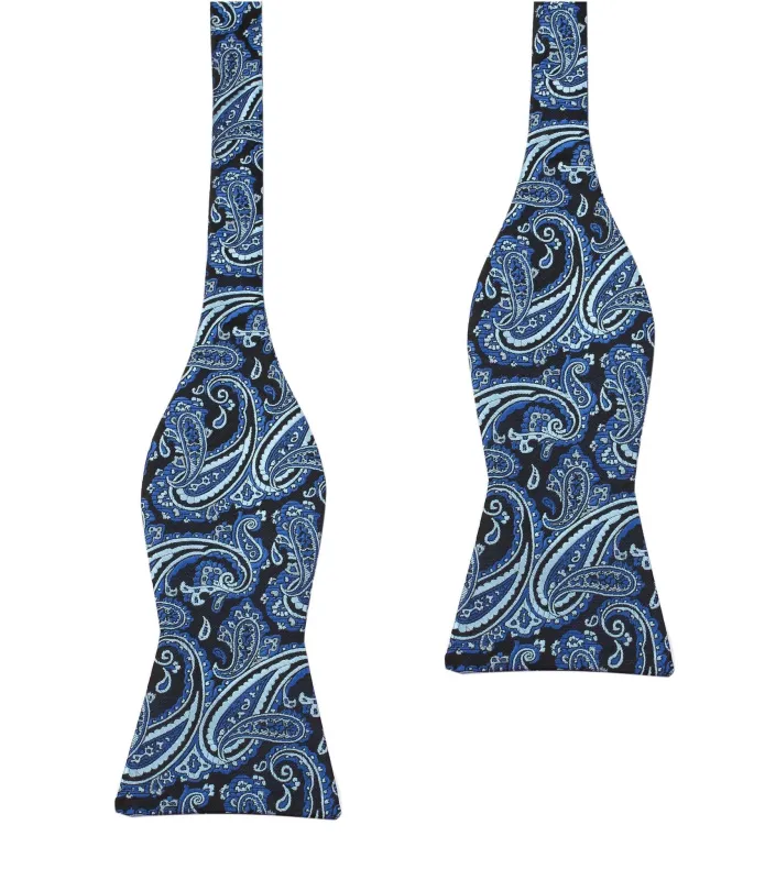 Paisley Black and Blue Bow Tie Untied made by OTAA