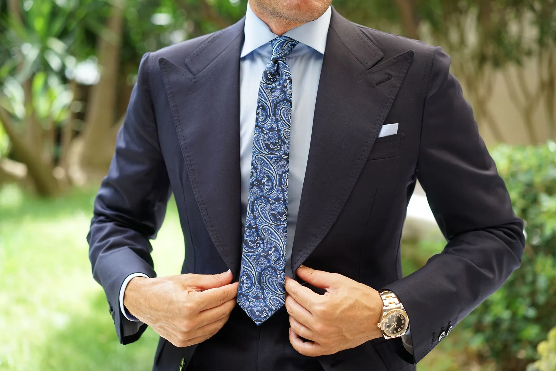 Paisley Black and Blue Skinny Tie sold by OTAA product image thumbnail 5