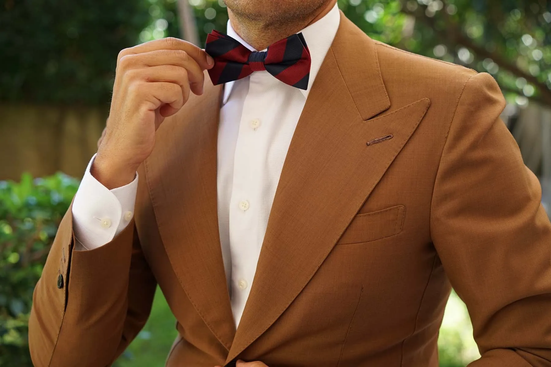 Burgundy & Navy Blue Stripes Bow Tie sold by OTAA product image thumbnail 3