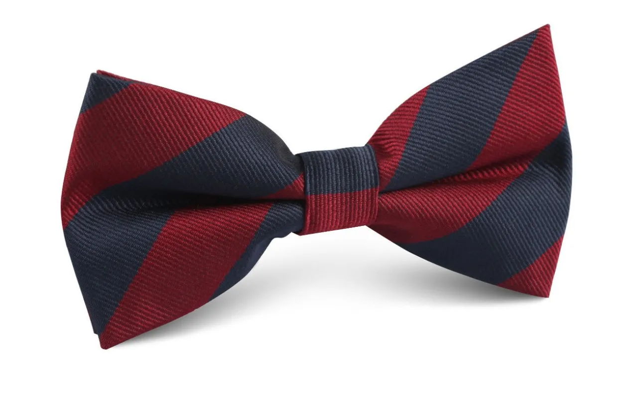 Burgundy & Navy Blue Stripes Bow Tie made by OTAA