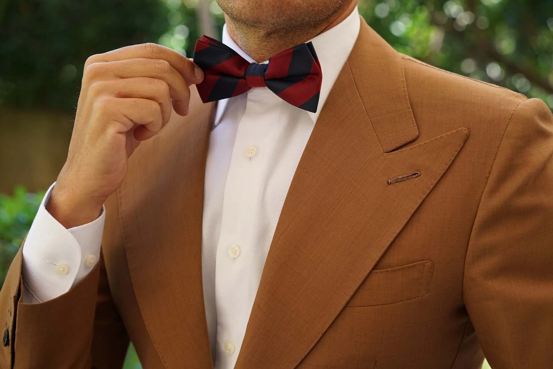 Burgundy & Navy Blue Stripes Bow Tie sold by OTAA product image thumbnail 5