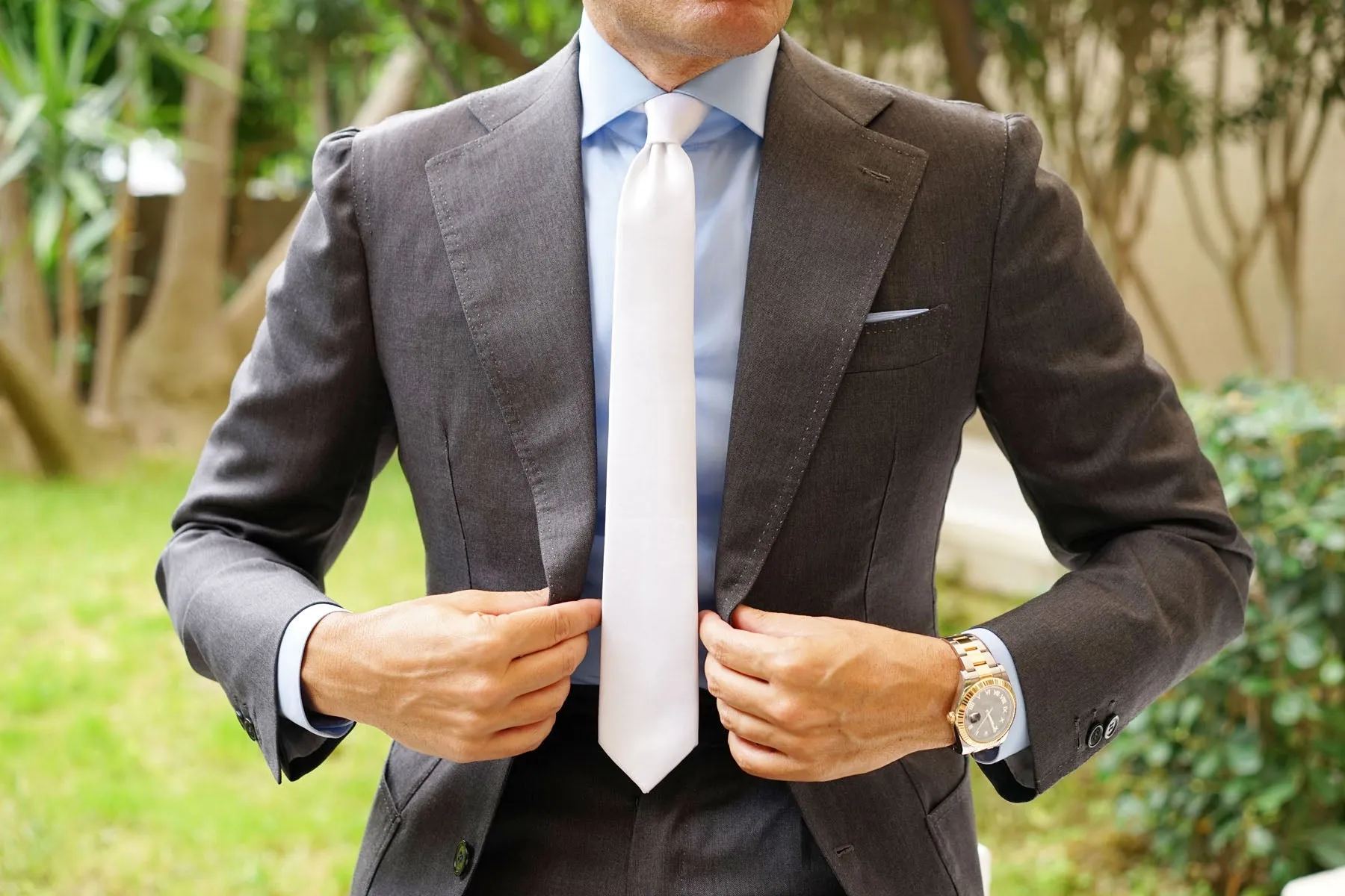 White Satin Skinny Tie sold by OTAA product image thumbnail 5