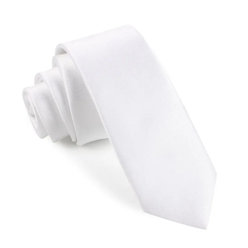 White Satin Skinny Tie made by OTAA